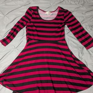 Pink and Black Striped Dress